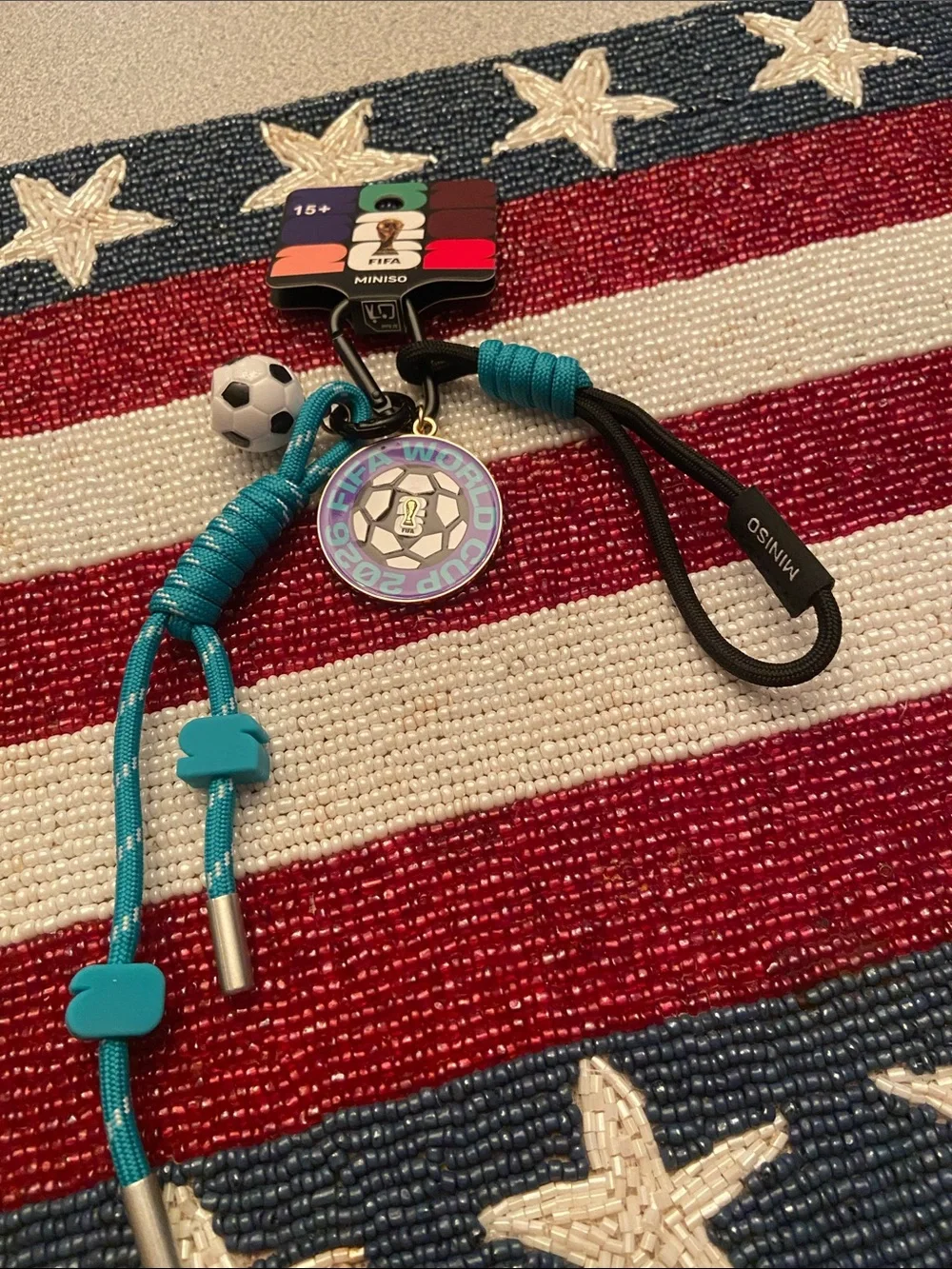 MINISO Turquoise & Black FIFA World Cup 2026 Keychain Accessory